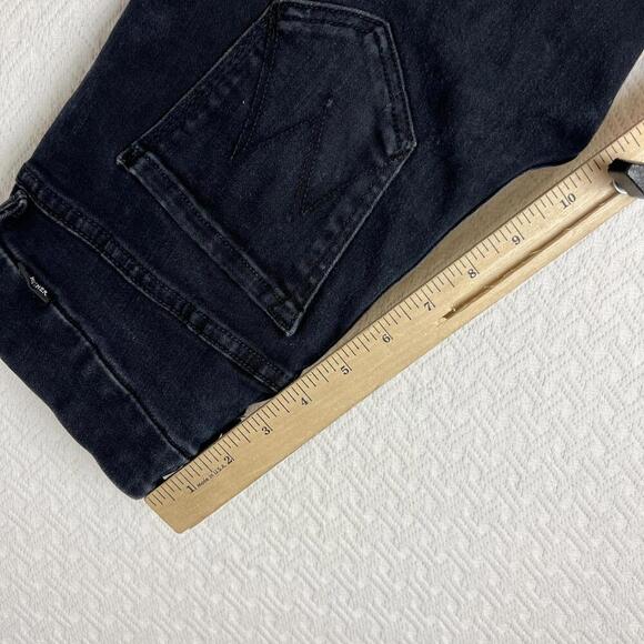 Mother Womens Size 24 Black High Waisted Ankle Looker Frayed Jeans Denim Stretch - Picture 13 of 14